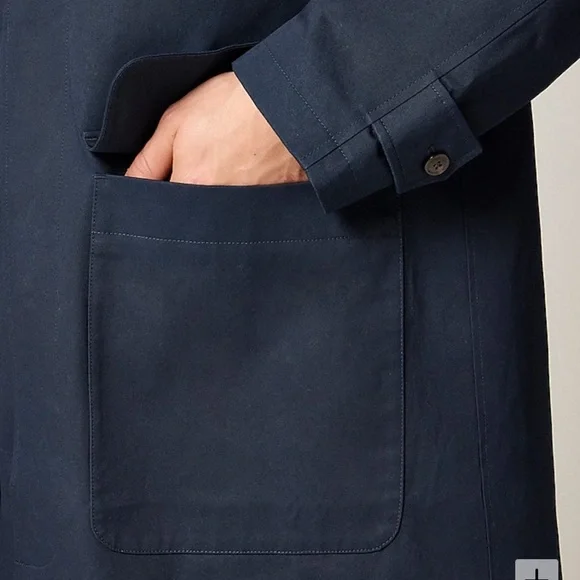 Mens JCrew Navy Blue Trench Coat Rivington car coat rain jacket size 38S - Picture 6 of 13